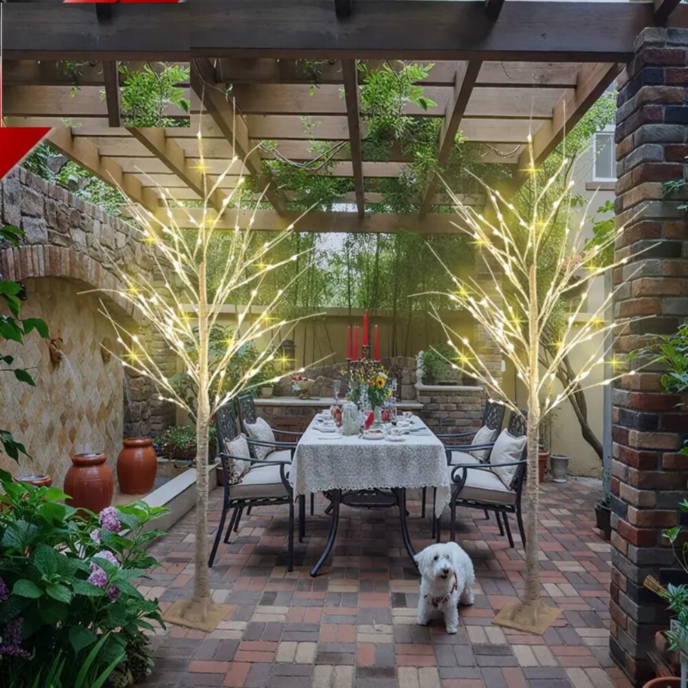 🎄Pak of 2 🎄- 6 ft Warm White Lighted Birch Tree Lights - Christmas Home Decor
